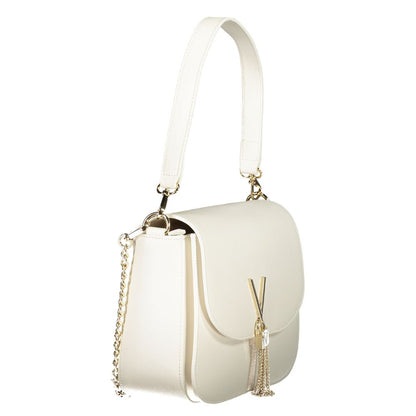Mario Valentino White Faux Leather Handbag with Contrasting Details