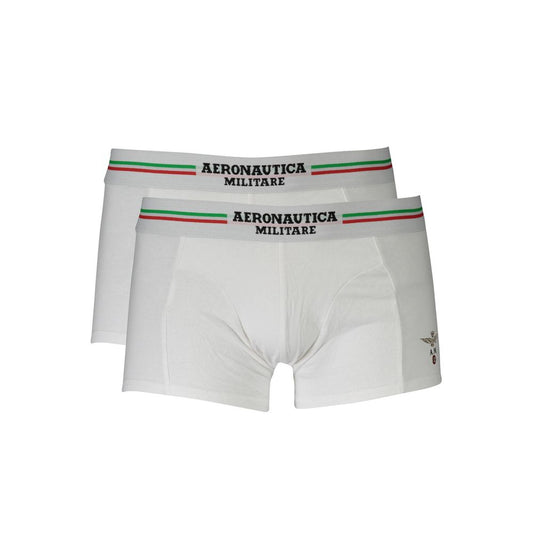Aeronautica Militare White Cotton Men Boxer Briefs - Dual Pack