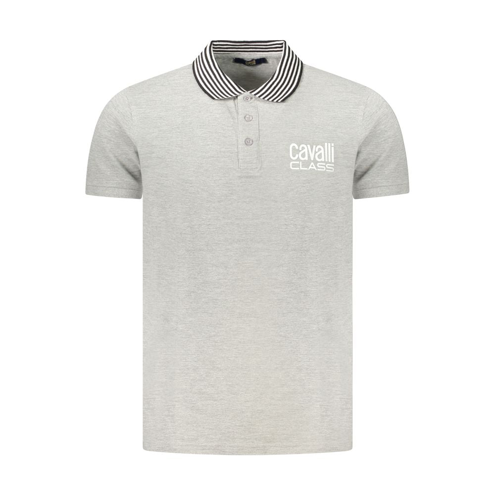 Cavalli Class Gray Cotton Polo Shirt - Modern Elegance Redefined