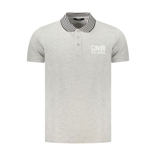 Cavalli Class Gray Cotton Polo Shirt - Modern Elegance Redefined