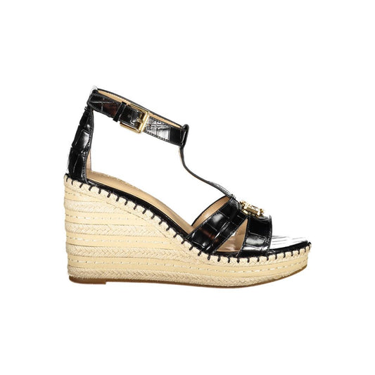 Ralph Lauren Hale Black Espadrille Wedge Sandals