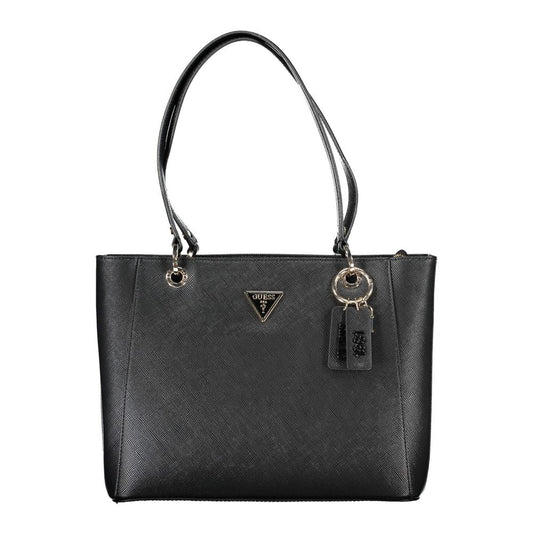 Guess Jeans Black Handbag – Faux Leather, Versatile Multi-Compartment Design