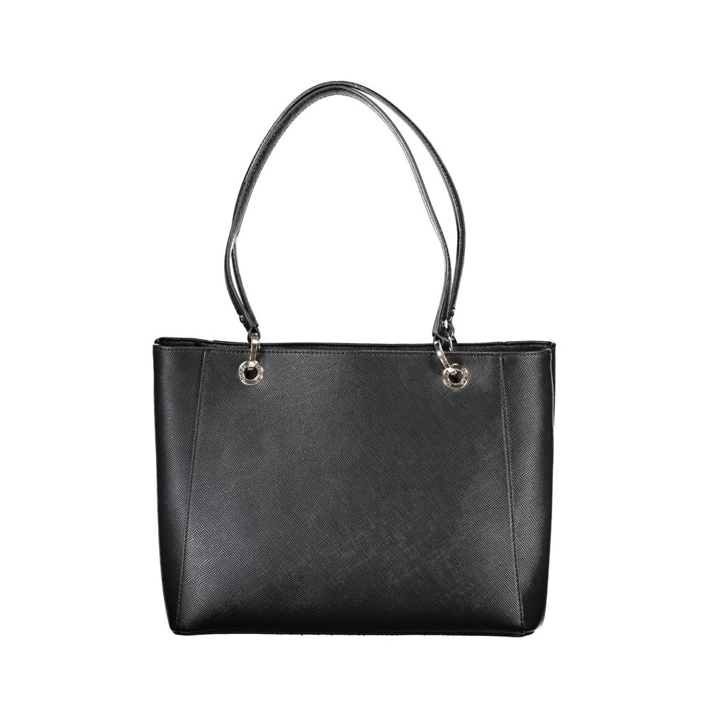 Guess Jeans Black Handbag – Faux Leather, Versatile Multi-Compartment Design