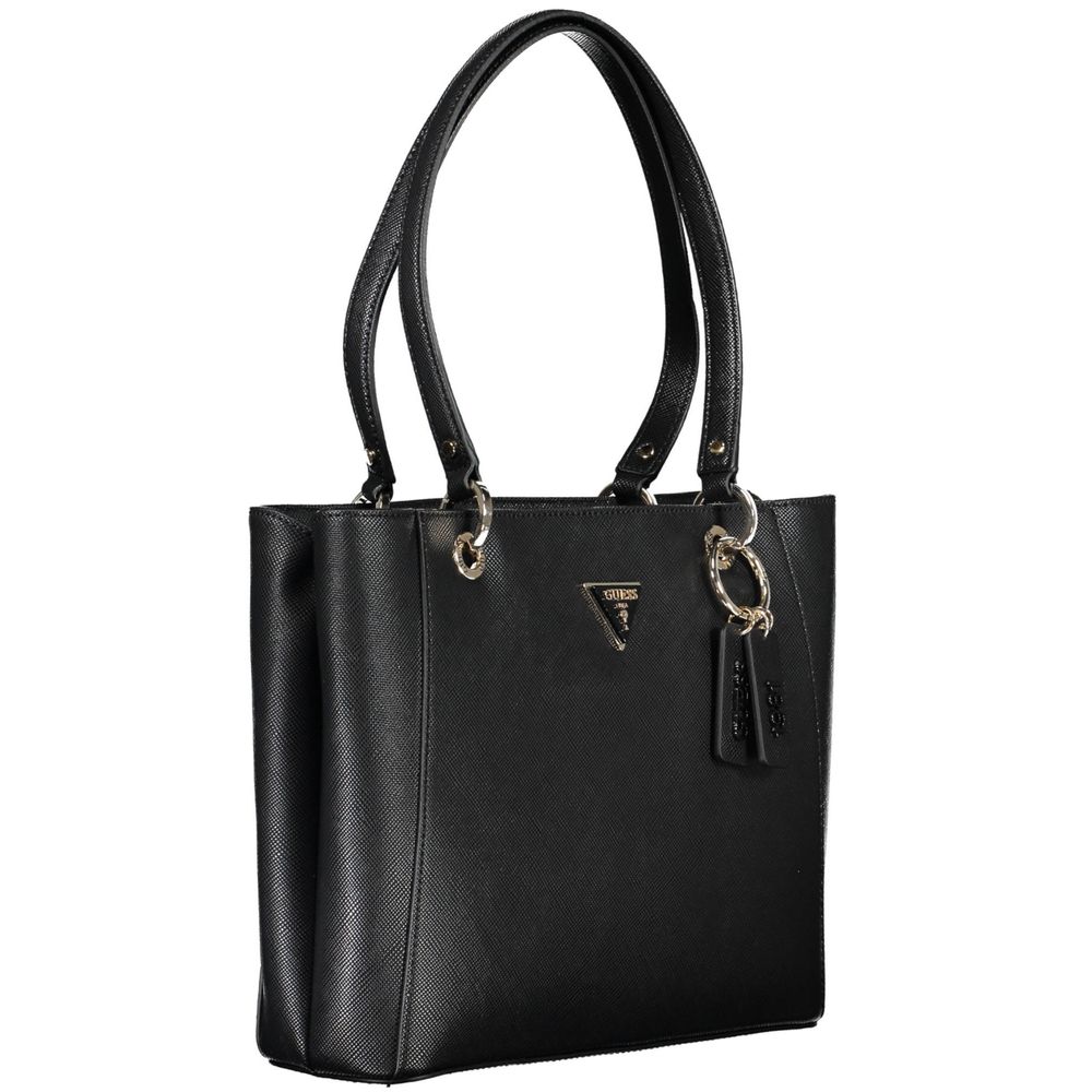 Guess Jeans Black Handbag – Faux Leather, Versatile Multi-Compartment Design