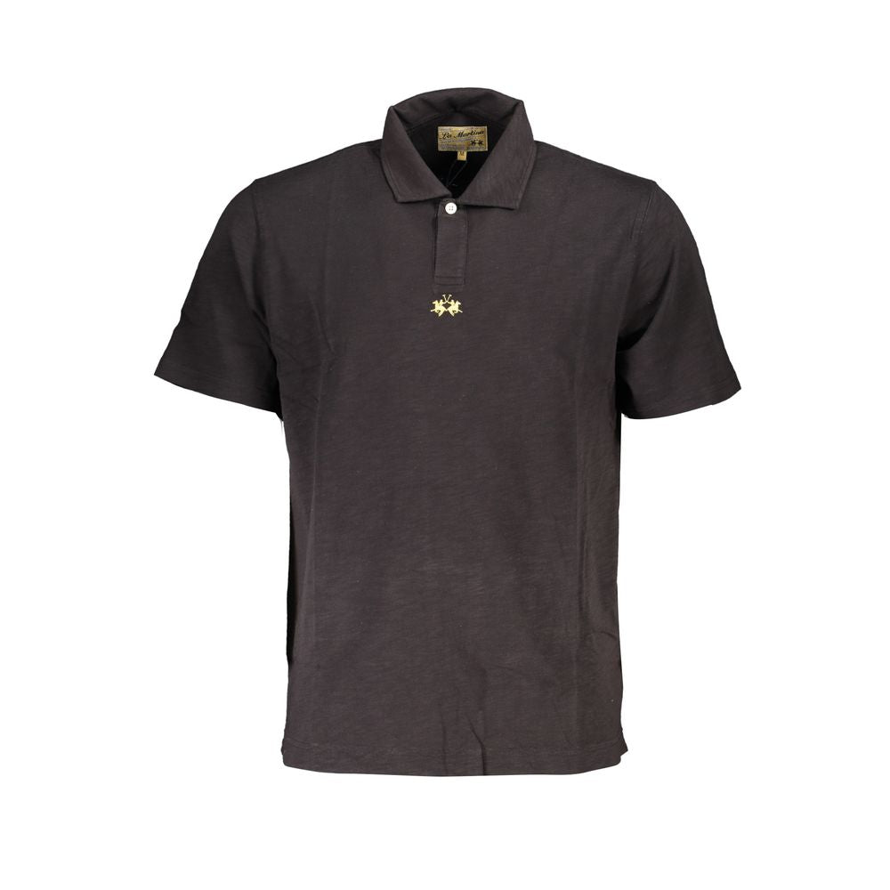 La Martina Elegant Black Cotton Polo Shirt - Regular Fit