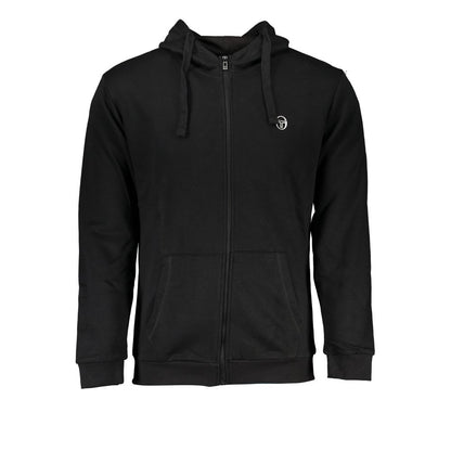 Sergio Tacchini Black Cotton Sweater with Hood