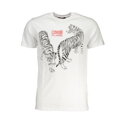 Cavalli Class White Cotton T-Shirt - Bold Statement Style