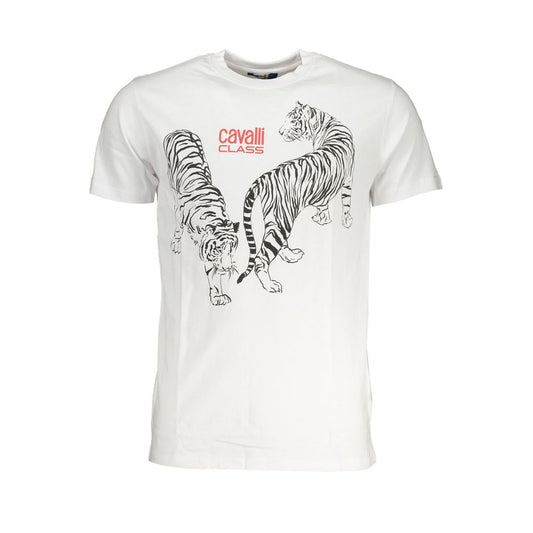 Cavalli Class White Cotton T-Shirt - Bold Statement Style