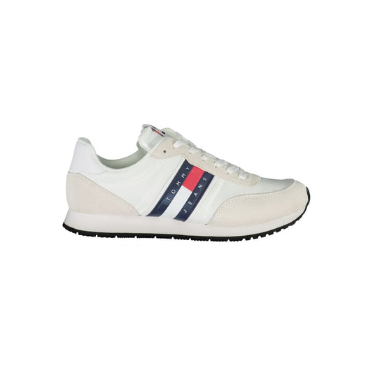 Tommy Hilfiger White Beige Polyester Men Sneakers