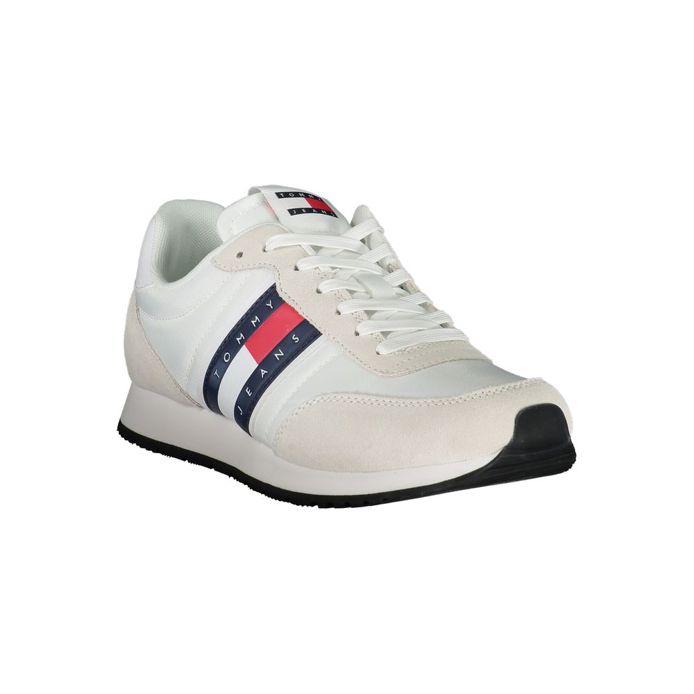 Tommy Hilfiger White Beige Polyester Men Sneakers