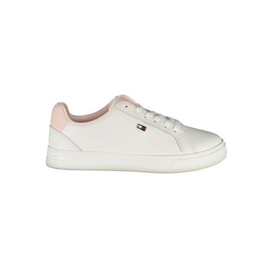 Tommy Hilfiger White Polyester Sneaker with Contrast Details