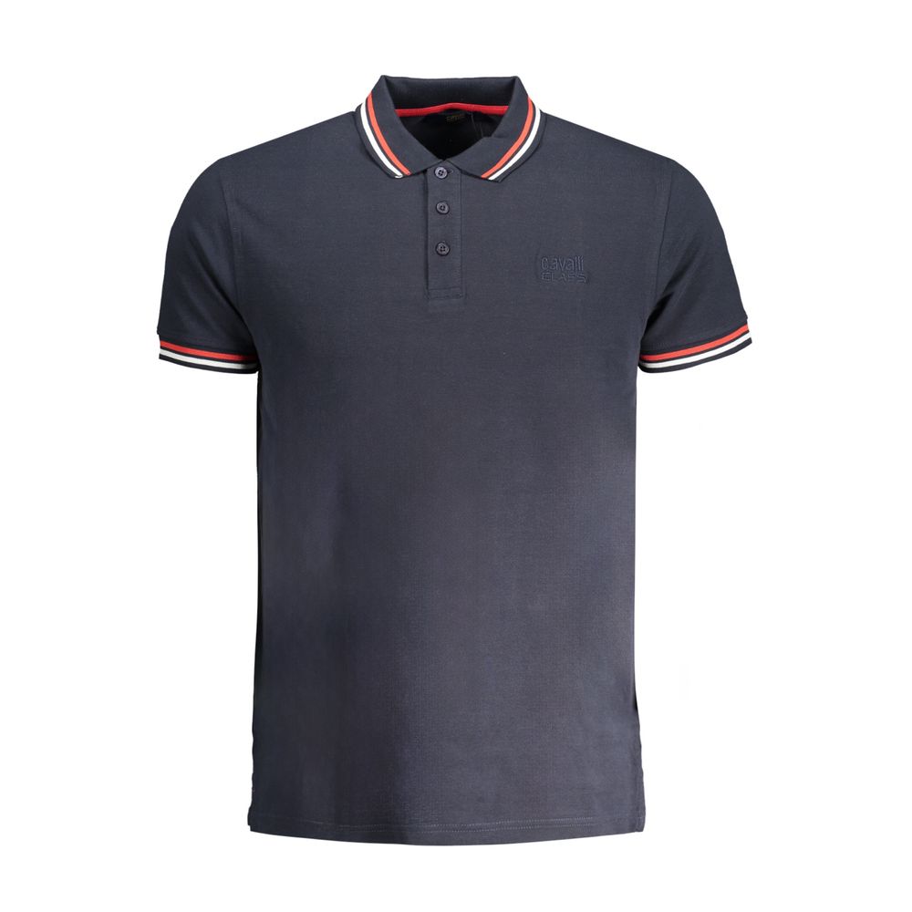 Cavalli Class Navy Cotton Men Polo Shirt