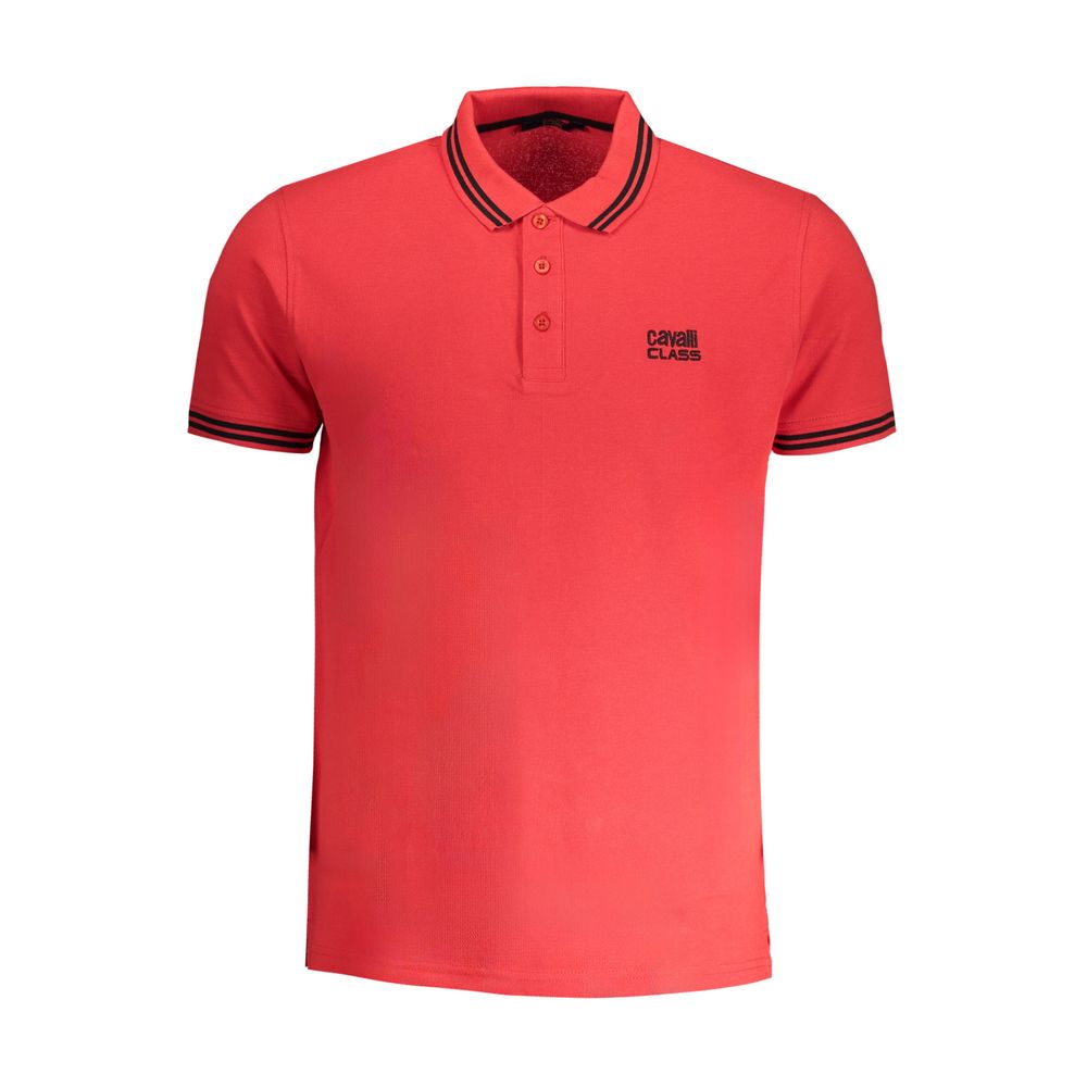 Cavalli Class Red Cotton Polo Shirt - Stylish Comfort in Every Stitch