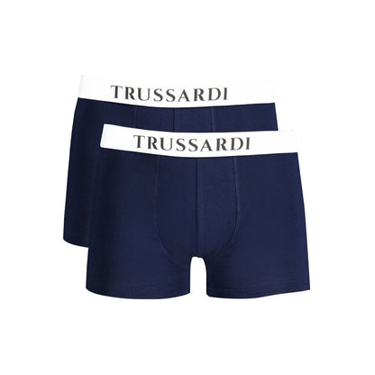 Trussardi Blue Cotton Boxer Briefs - Bi-Pack