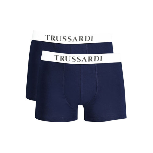 Trussardi Blue Cotton Boxer Briefs - Bi-Pack