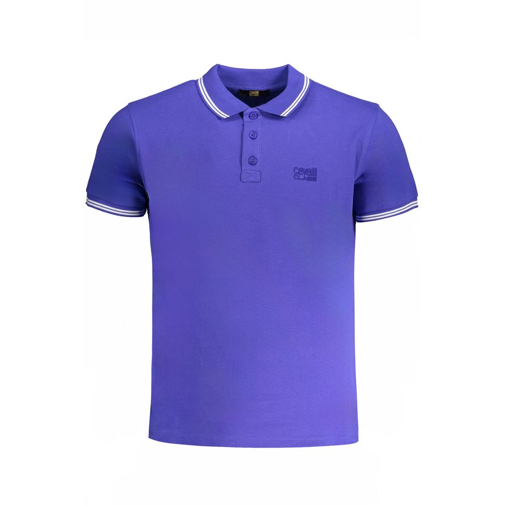 Cavalli Class Blue Cotton Polo Shirt - Stylish Leisurewear