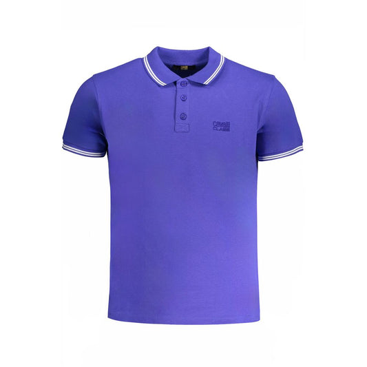 Cavalli Class Blue Cotton Polo Shirt - Stylish Leisurewear
