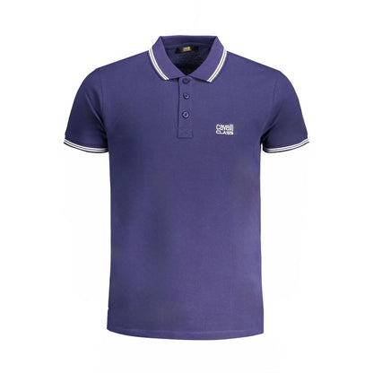 Cavalli Class Blue Cotton Polo Shirt - Timeless Elegance
