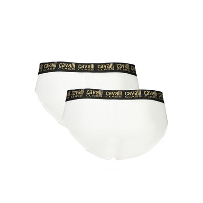 Cavalli Class White Cotton Men Underwear BI-PACK SLIP