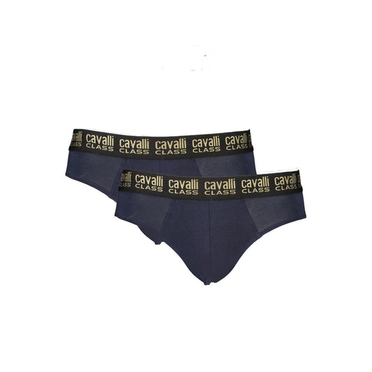 Cavalli Class Blue Cotton Men's Underwear Bi-Pack Slip