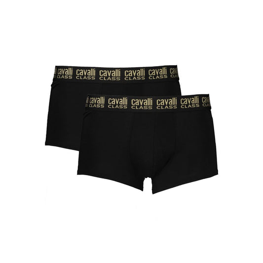 Cavalli Class Black Cotton Men Boxer Briefs