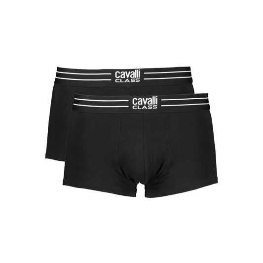 Cavalli Class Black Cotton Men Boxer Briefs
