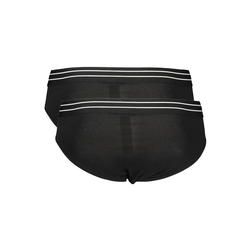 Cavalli Class Black Cotton Men Underwear Bi-Pack Slip