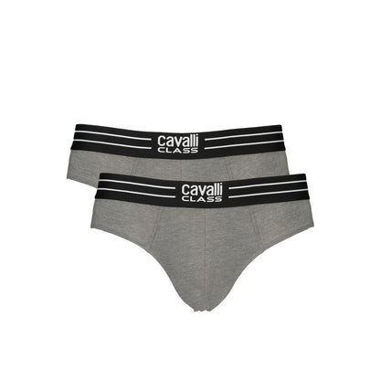 Cavalli Class Brown Cotton Men Underwear - Bi-Pack Slips