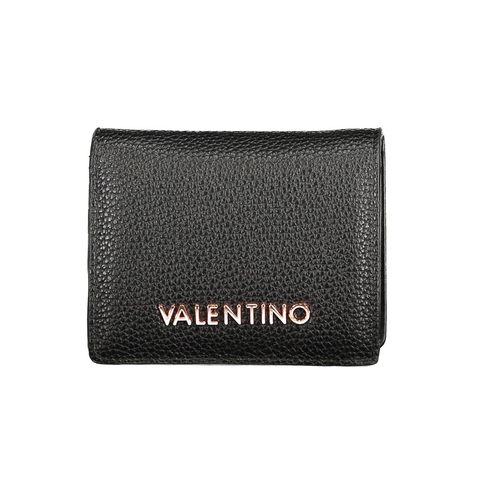 Mario Valentino Black Faux Leather Wallet with Automatic Closure