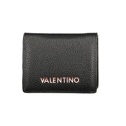 Mario Valentino Black Faux Leather Wallet with Automatic Closure