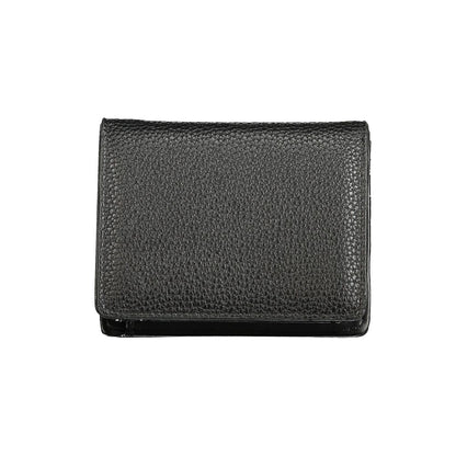 Mario Valentino Black Faux Leather Wallet with Automatic Closure