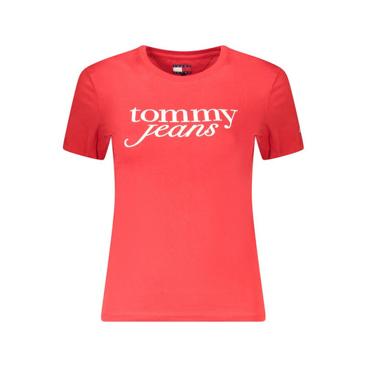 Tommy Hilfiger Red Cotton Wide Neck Tee