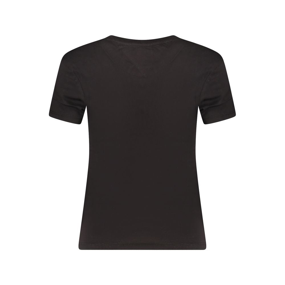 Tommy Hilfiger Black Cotton Wide Neck T-Shirt