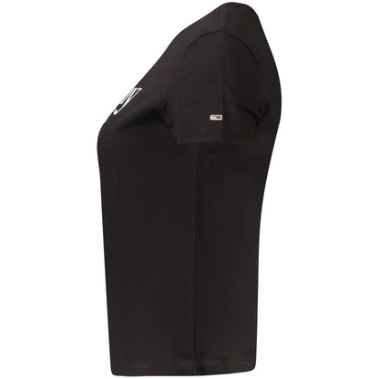 Tommy Hilfiger Black Cotton Wide Neck T-Shirt