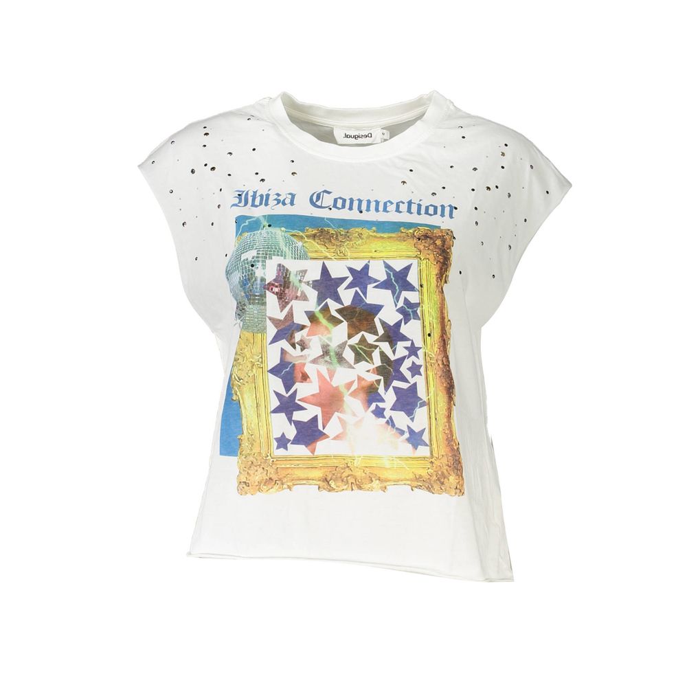 Desigual White Cotton Sleeveless T-Shirt