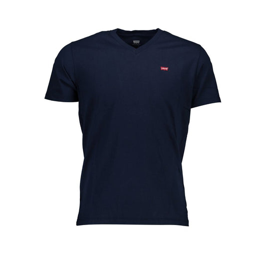 Levi's Blue Cotton V-Neck Men T-Shirt