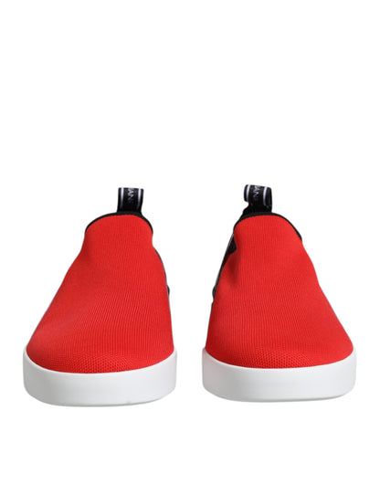 Dolce & Gabbana Red Logo Low Top Slip On Men Sneakers
