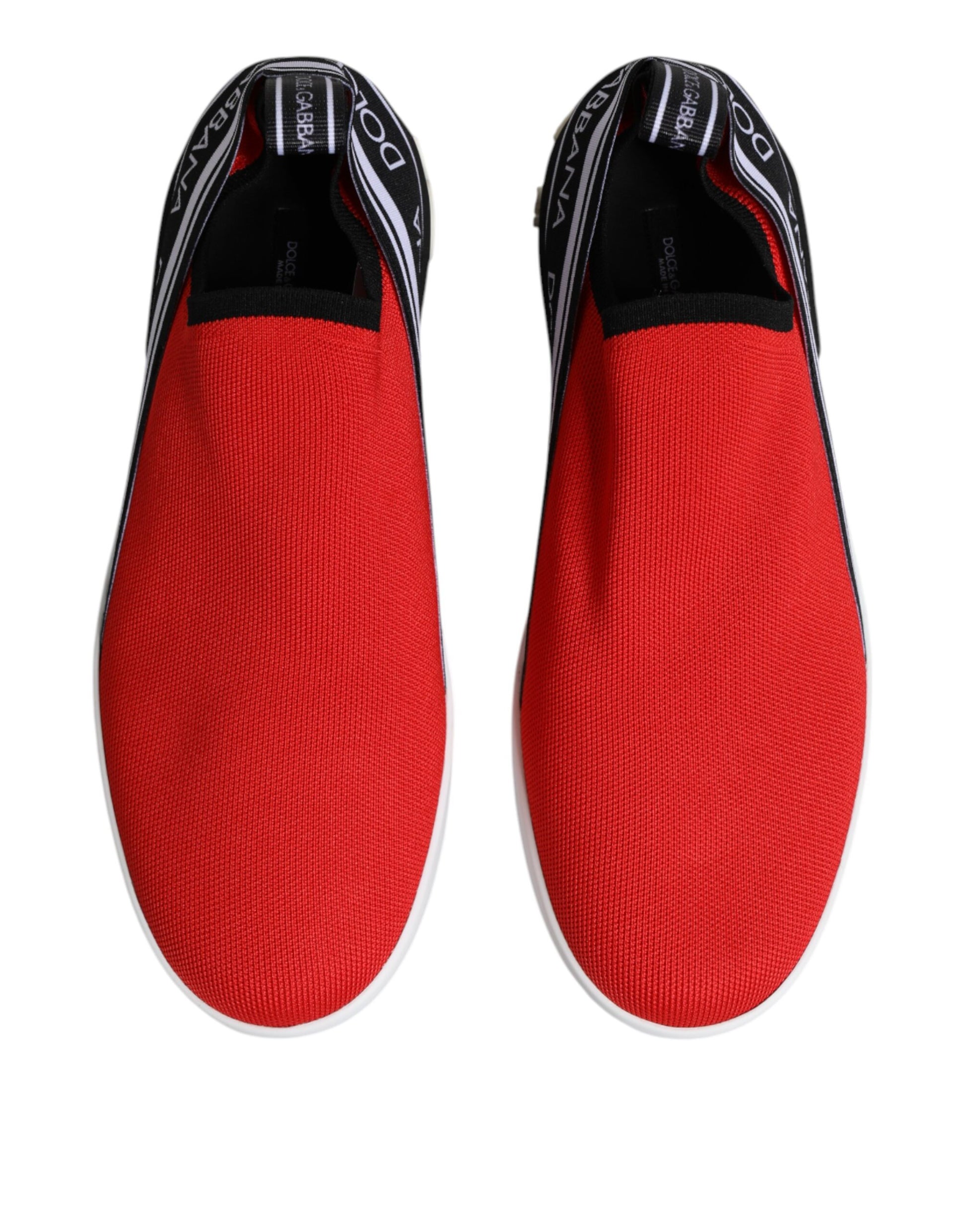 Dolce & Gabbana Red Logo Low Top Slip On Men Sneakers