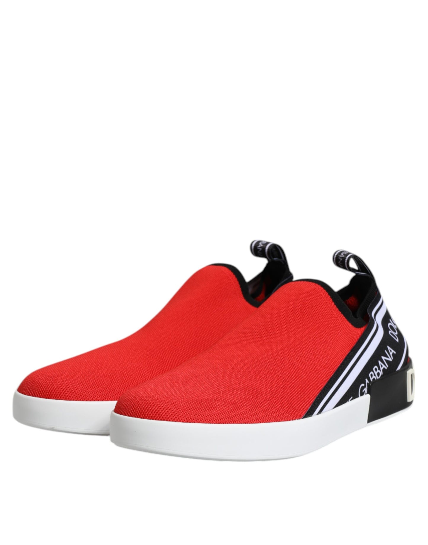 Dolce & Gabbana Red Logo Low Top Slip On Men Sneakers