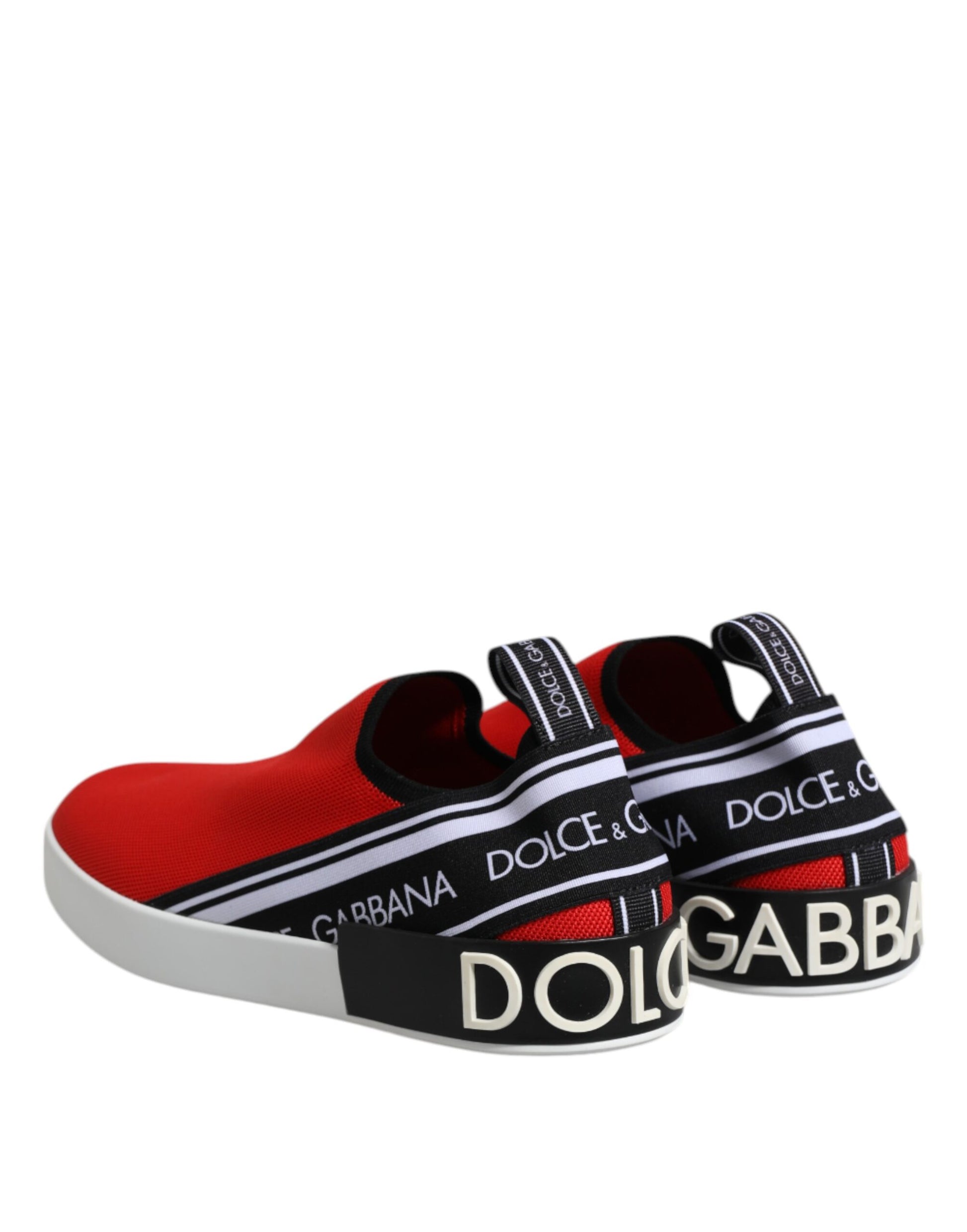 Dolce & Gabbana Red Logo Low Top Slip On Men Sneakers