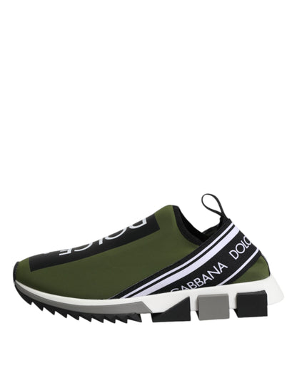 Dolce & Gabbana Green Black Slip On Sorrento Sneakers