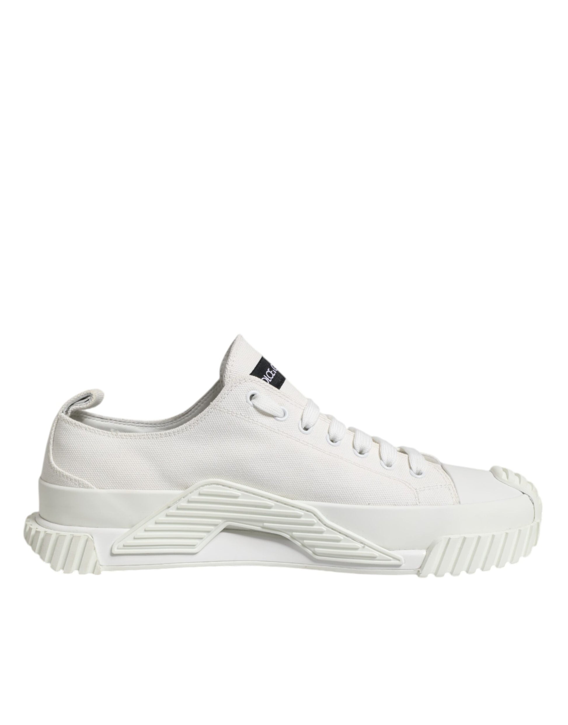 Dolce & Gabbana White Logo Print Lace Up Low Top Sneakers