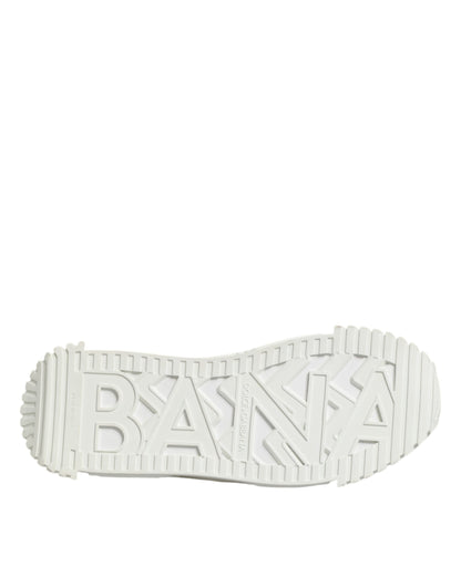 Dolce & Gabbana White Logo Print Lace Up Low Top Sneakers