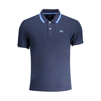 La Martina Blue Cotton Polo Shirt - Timeless Sporting Elegance