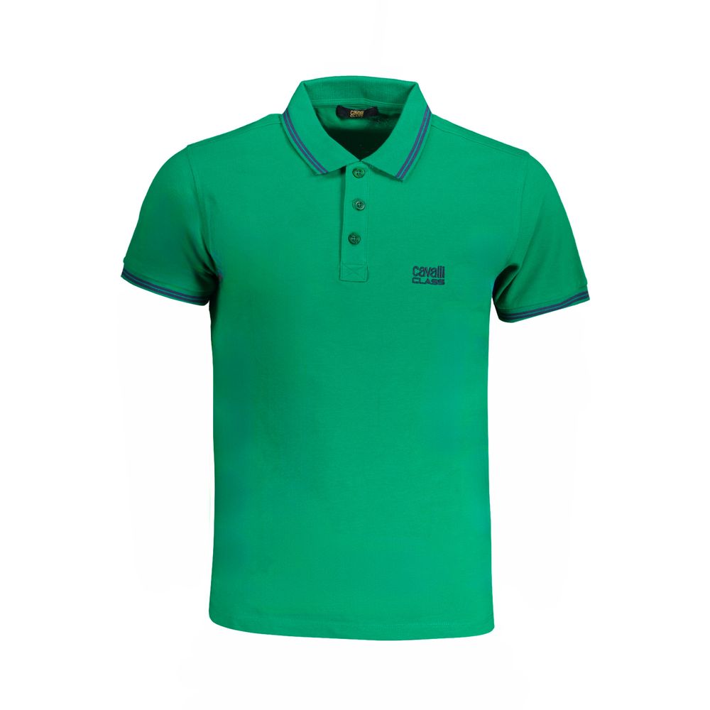Cavalli Class Green Cotton Polo Shirt - Stylish Sophistication