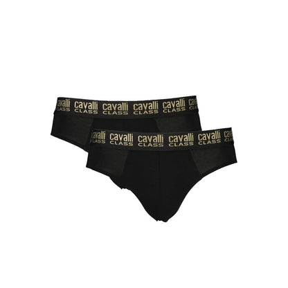 Cavalli Class Black Cotton Men Underwear - Bi-Pack Slip