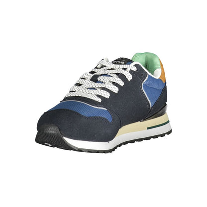 Gas Blue Polyester Men Sneaker - ALBA MIX