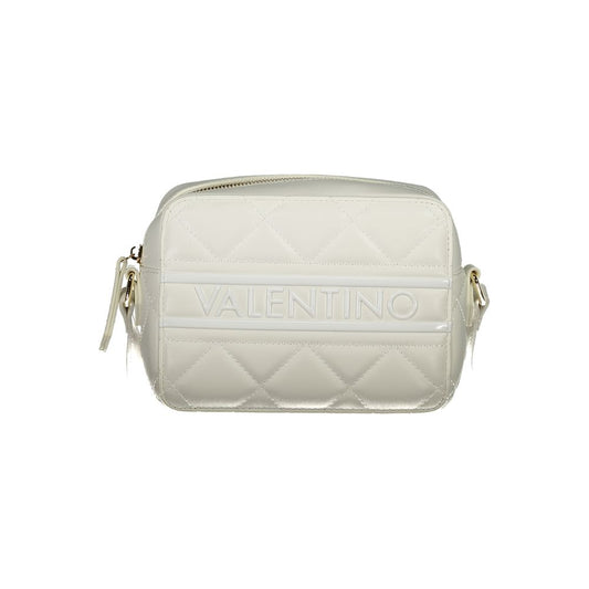 Mario Valentino White Faux Leather Handbag with Contrasting Details