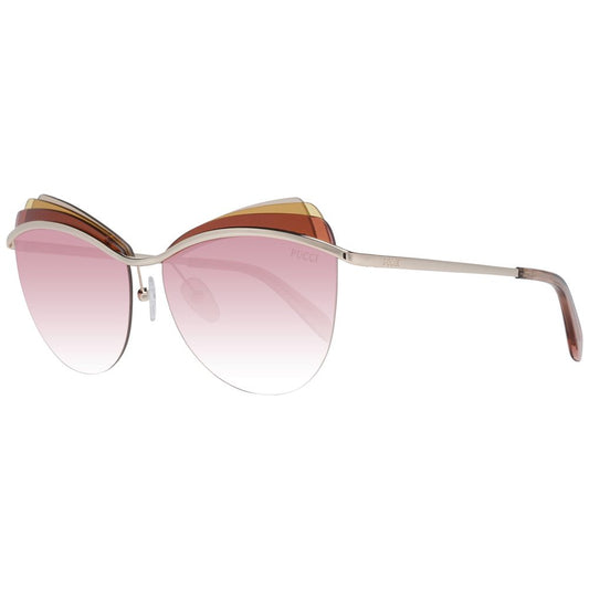 Emilio Pucci Women’s Sunglasses – Gold Cat Eye Frame with Rose Gradient Lenses, 59mm
