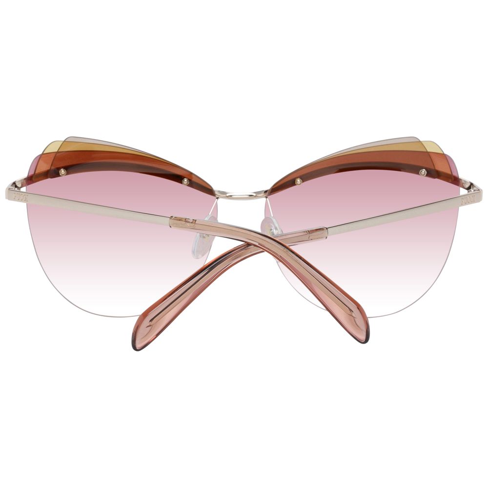 Emilio Pucci Women’s Sunglasses – Gold Cat Eye Frame with Rose Gradient Lenses, 59mm